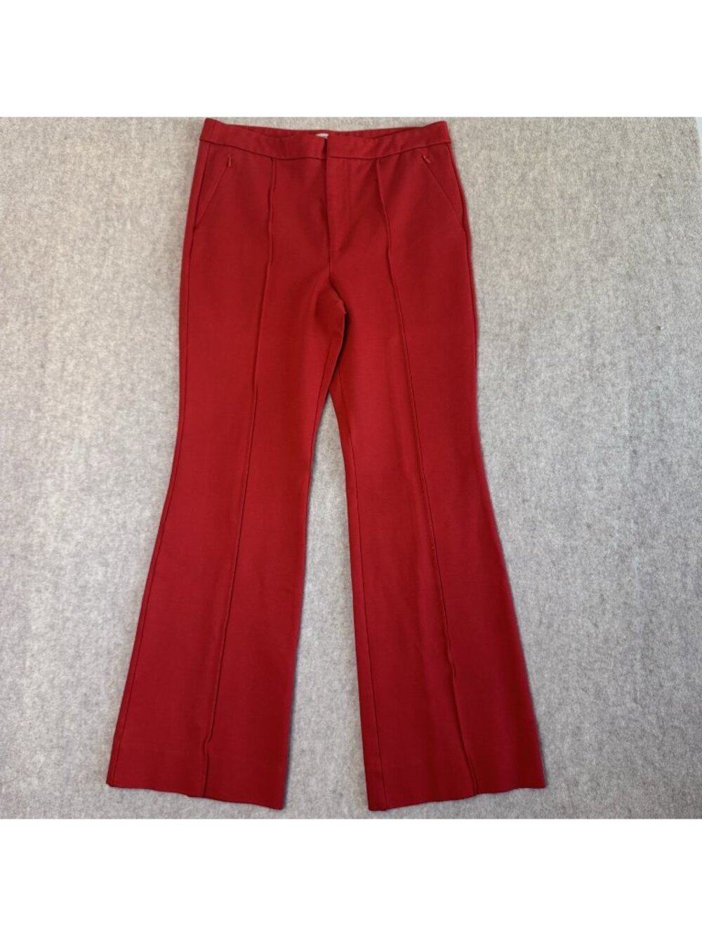 Anthropologie The Essential Trouser Womens 12 Red Ponte Knit Flare Leg